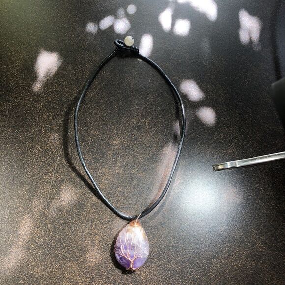 Tree Of Life Pendant Wire Wrap Necklace Amethyst Stone, Reiki, Yoga, Buddhist - Picture 4 of 6